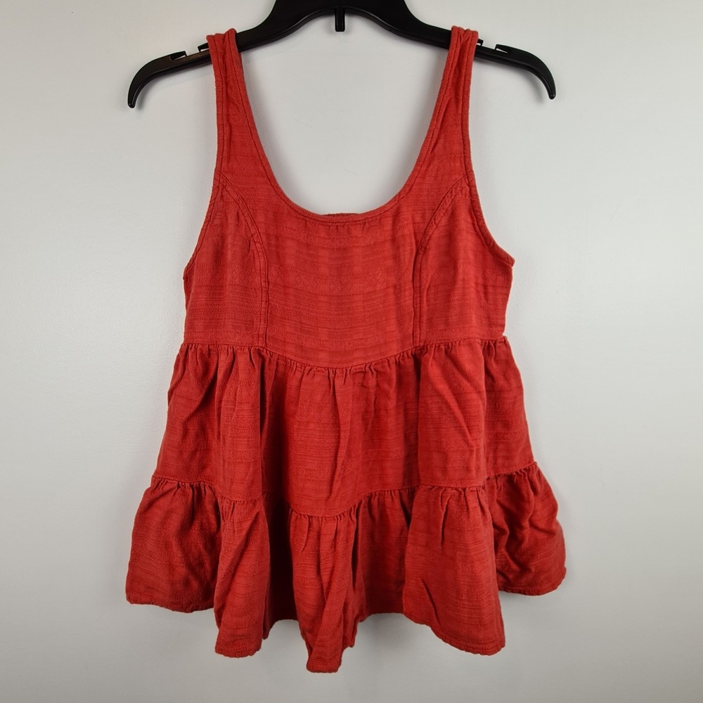 American Eagle Sleeveless Boho Peplum Tank Top XS Rust Y2K Flared Blouse Women's